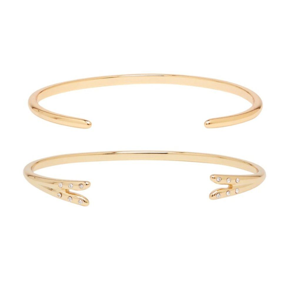 Michelle Campbell Jewelry 14k Yellow Gold Talon Open Cuff Bracelet Set